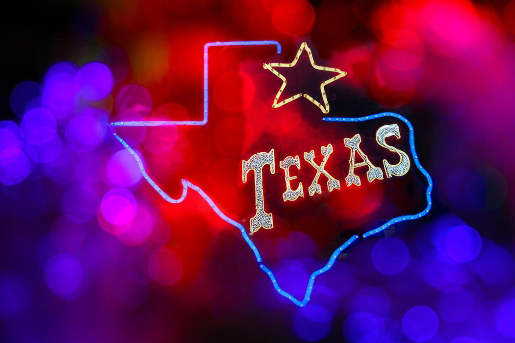 Tempered Glass With Foil & Rhinestones - Texas Neon - Red