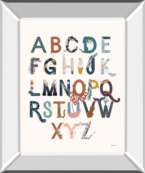 Alphabet A To Z By Becky Thorns - Mirror Framed Print Wall Art - White
