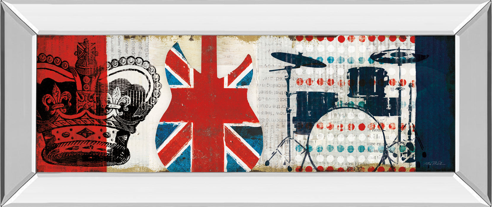 British Invasion Il By Mo Mullan - Mirror Framed Print Wall Art - Red
