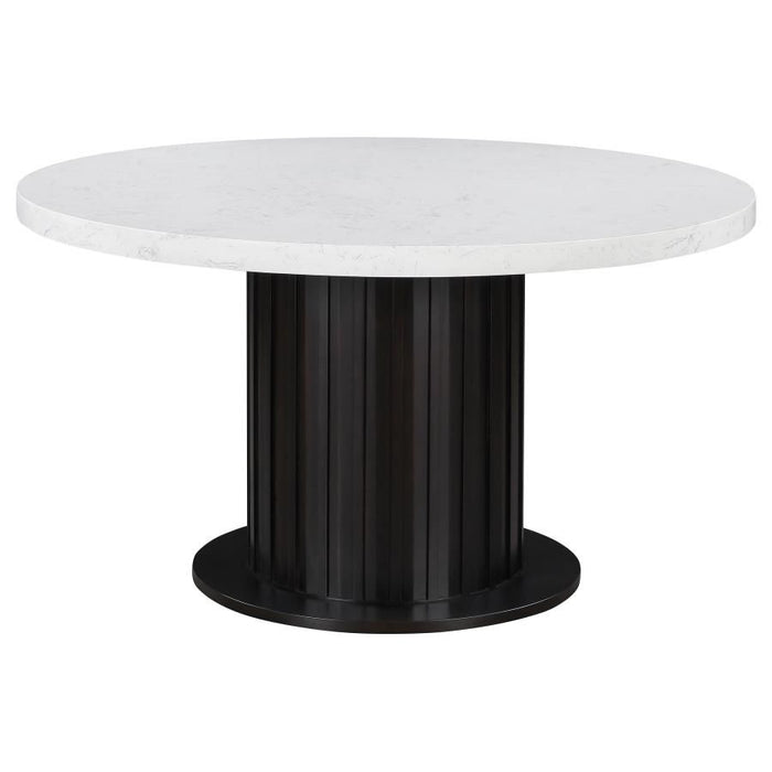 Sherry - Round Dining Table - Rustic Espresso And White