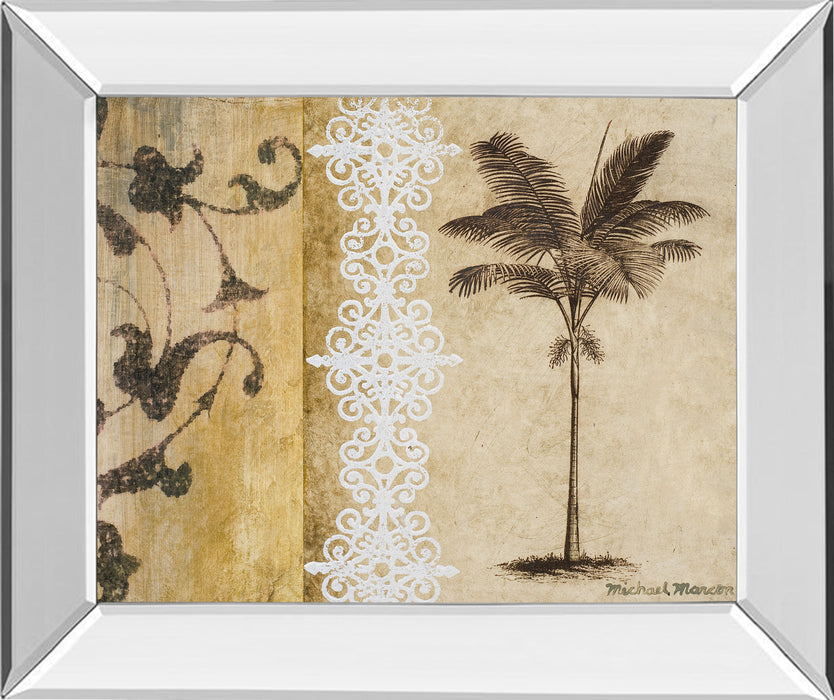 Decorative Palm I By Michael Marcon - Mirror Framed Print Wall Art - Beige