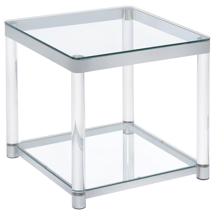 Anne - End Table With Lower Shelf - Chrome And Clear