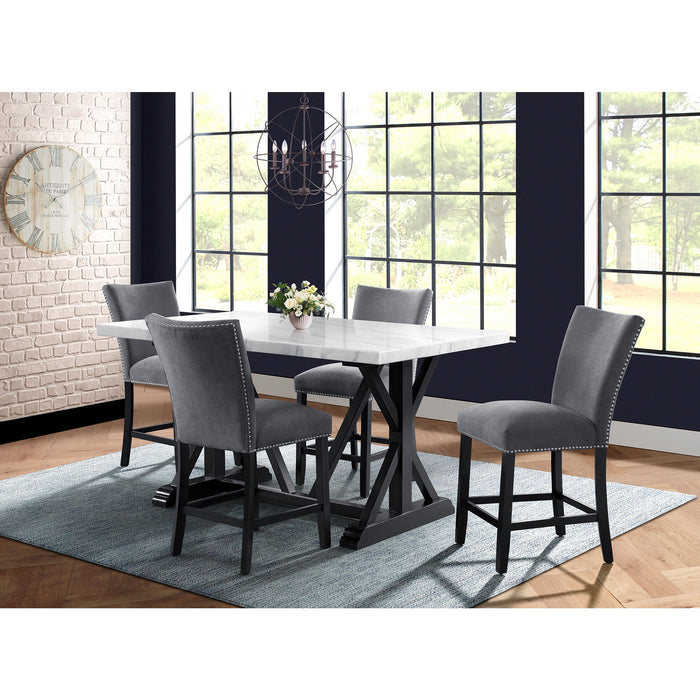 Tuscany - 5 Piece Counter Height Dining Set, Table & Four Chairs - Charcoal