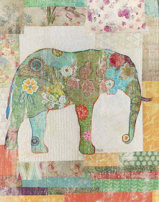 Framed Small - Elephant Montage By Tava Studios - Green