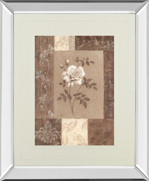 Single Rose By Vivian Flasch - Mirror Framed Print Wall Art - White