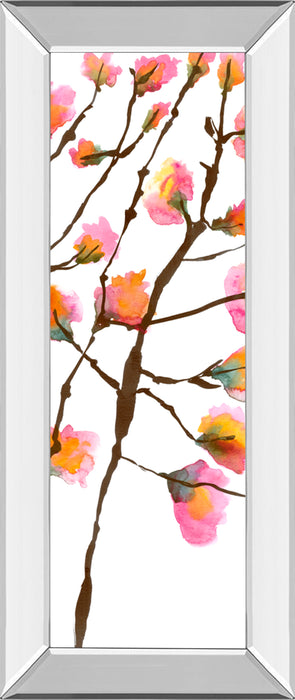 Inky Blossoms Il By Deborah Velasquez - Mirror Framed Print Wall Art - Pink