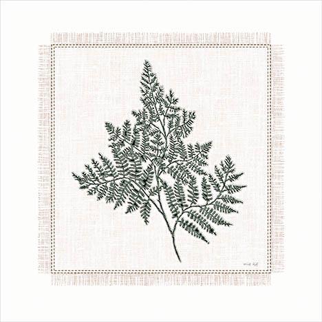 Embroidered Leaves V By Cindy Jacobs (Framed) - Dark Green
