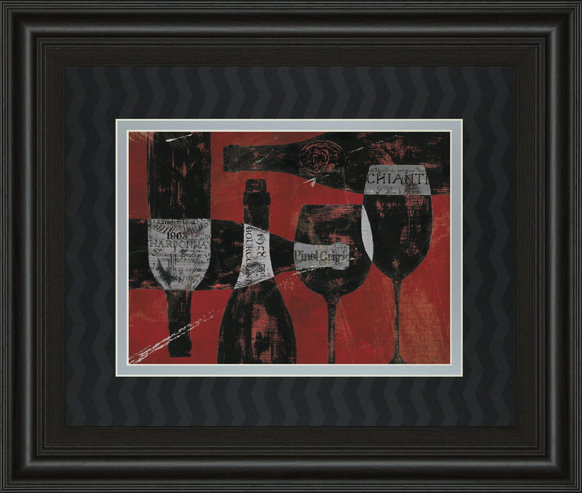 Wine Selection IIl By Daphane Brissonet - Framed Print Wall Art - Red