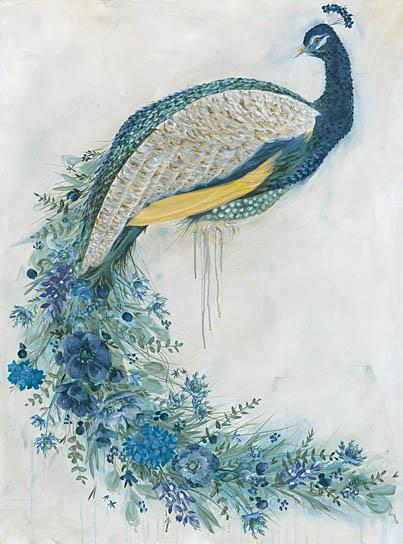 Floral Peacock By Hollihocks Art (Framed) - Blue