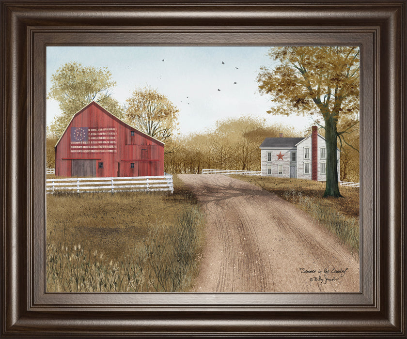 Summer In The Country By Billy Jacobs - Framed Print Wall Art - Dark Brown
