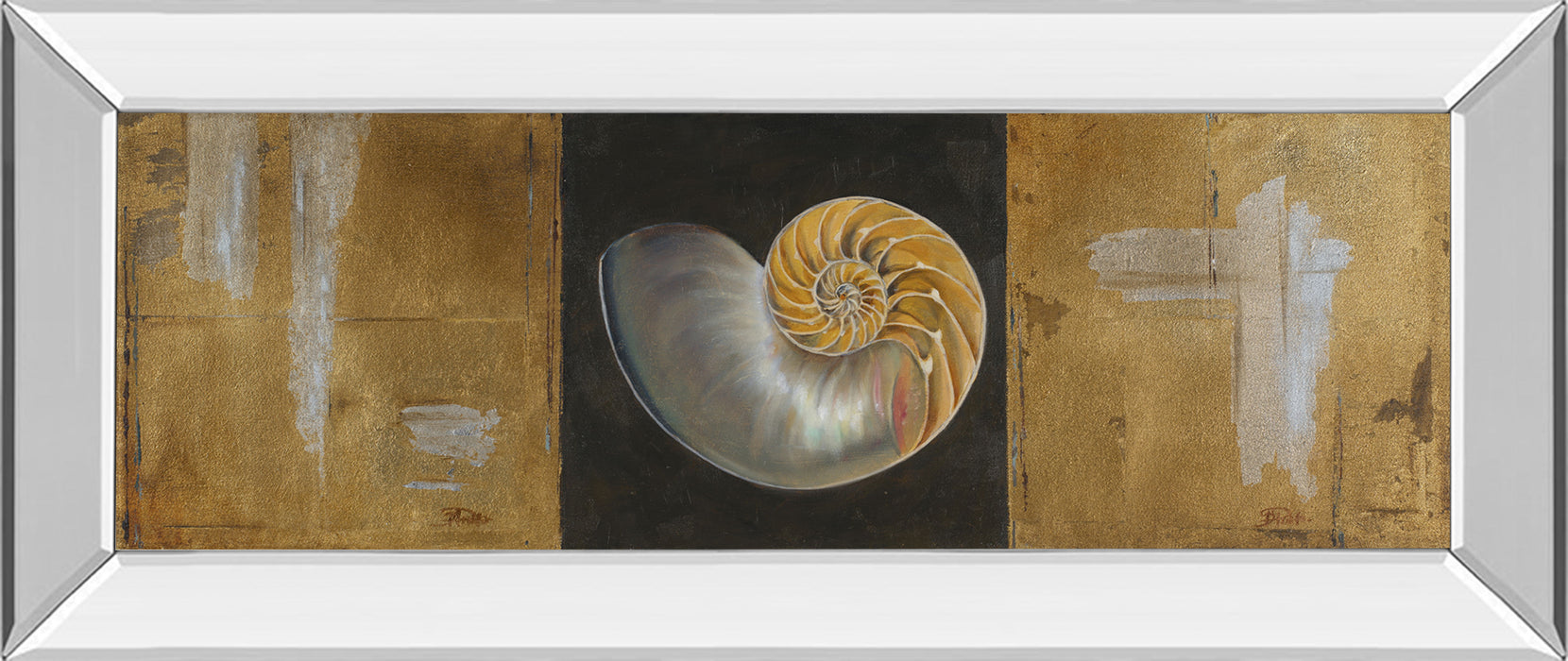 Seashells Il By Patricia Pinto - Mirror Framed Print Wall Art - Yellow