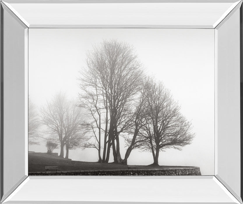 Fog And Trees At Dusk By Lsh - Mirror Framed Print Wall Art - Dark Gray