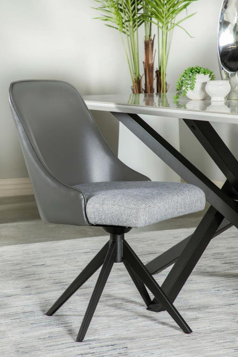 Paulita - Upholstered Swivel Side Chairs (Set of 2) - Grey and Gunmetal