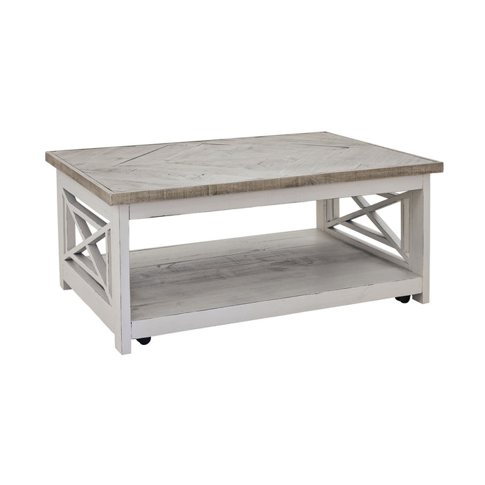 Justina - Coffee Table & Casters - White / Grey