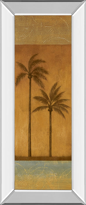 Golden Palm Il By Jordan Grey - Mirror Framed Print Wall Art - Dark Brown
