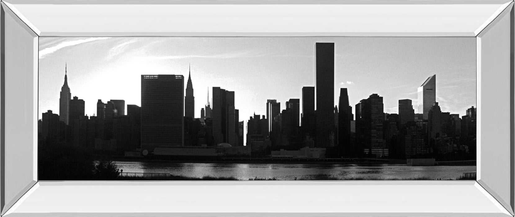 Panorama Of NYC VI By Jeff Pica - Mirror Framed Print Wall Art - Black