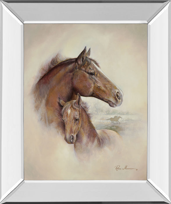 Race Horse Il By Ruane Manning - Mirror Framed Print Wall Art - Dark Brown