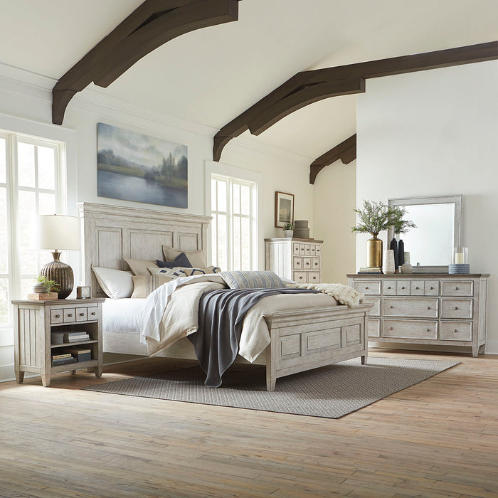 Heartland - 5 Piece Bedroom Set (California King Panel Bed, Dresser & Mirror, Chest, Nightstand) - White