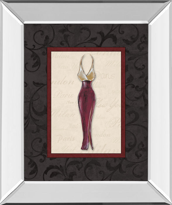 Fashion Dress Il By Susan Osbourne Mirror Framed Print Wall Art - Red