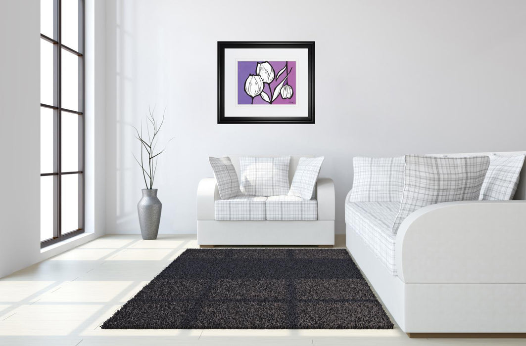 Flowers In Unity - Purple By David Bromstad - Framed Print Wall Art - Purple
