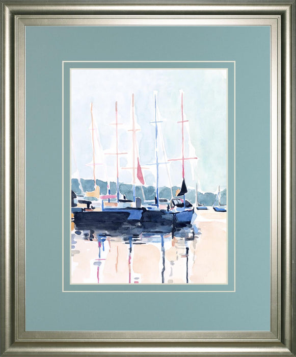 34x40 Watercolor Boat Club I By Emma Scarvey - Beige