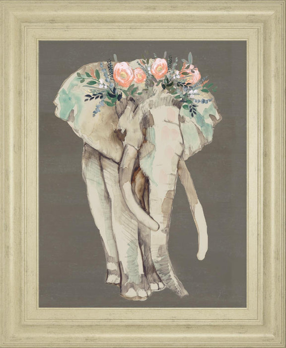 22x26 Flower Crown Elephant I By Jennifer Goldberger - Beige
