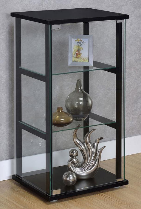 Cyclamen - 3-Shelf Glass Curio Cabinet - Black and Clear