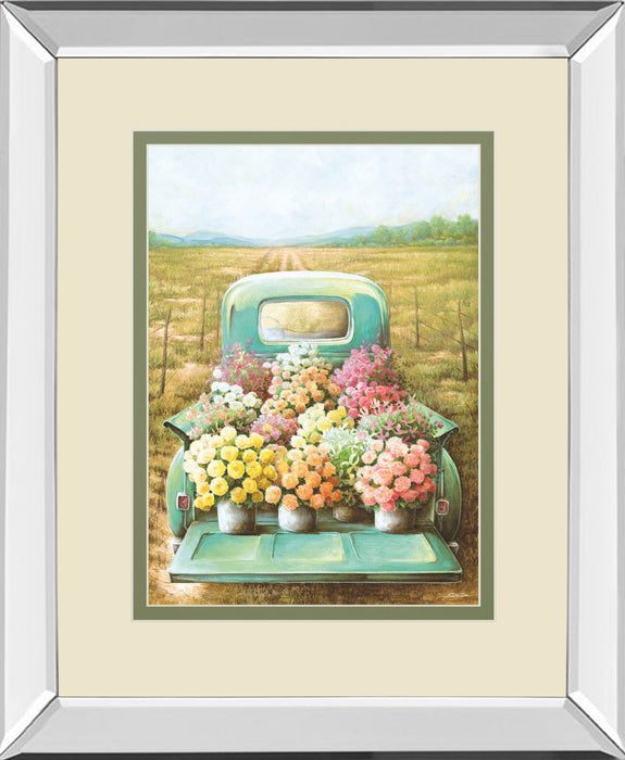 Flowers For Sale By Deedee - Mirror Framed Print Wall Art - Green