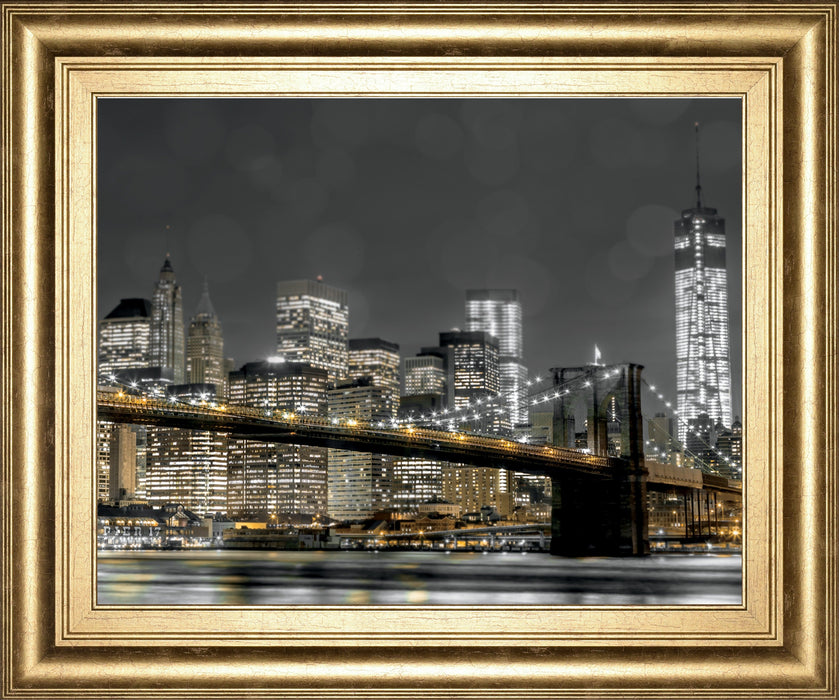 Newyork Lights By Frank, A. - Framed Print Wall Art - Dark Gray