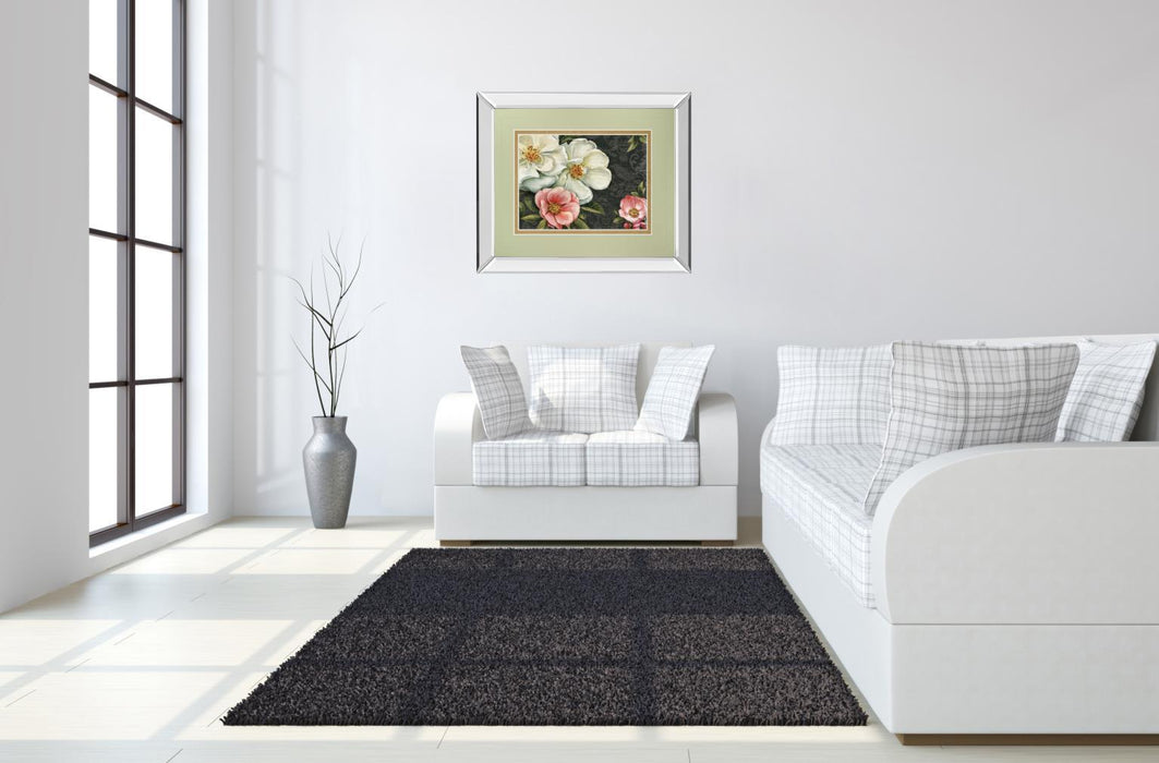 Floral Damask I By Lisa Audit - Mirror Framed Print Wall Art - White