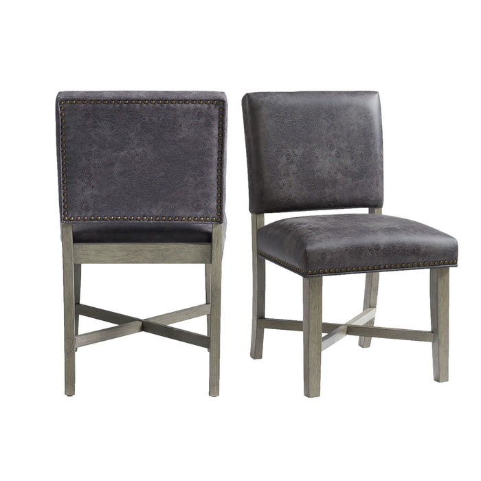 Collins - Dining Side Chair With Stretcher With Brown PU (Set of 2) - Gray