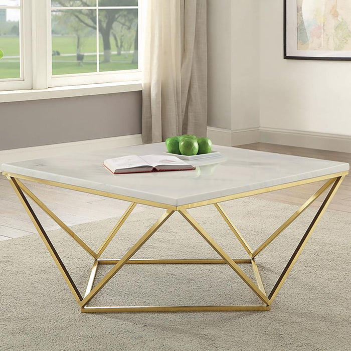 Meryl - Square Coffee Table - White And Gold
