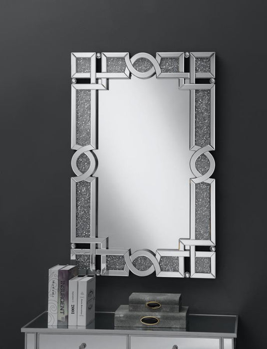 Jackie - Interlocking Wall Mirror With Iridescent Panels And Beads - Silver