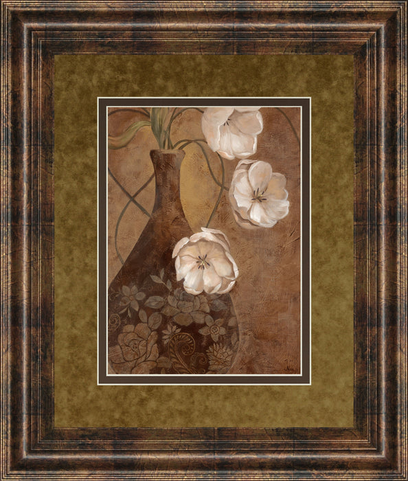 Flores En Umber I By Nan - Framed Print Wall Art - White