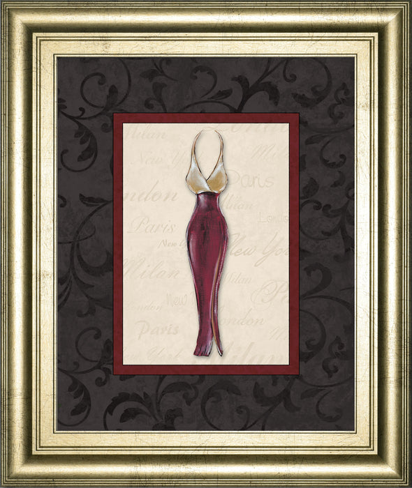 Fashion Dress Il By Susan Osbourne Framed Print Wall Art - Red