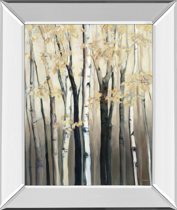 Golden Birch I By Julia Purinton - Mirror Framed Print Wall Art - Dark Gray