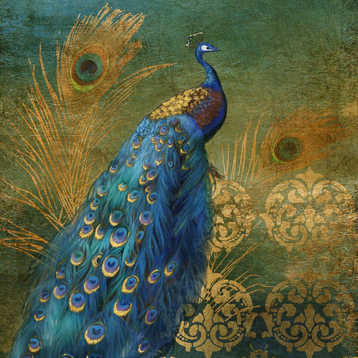 Peacock Bliss By Nan (Framed) (Small) - Blue