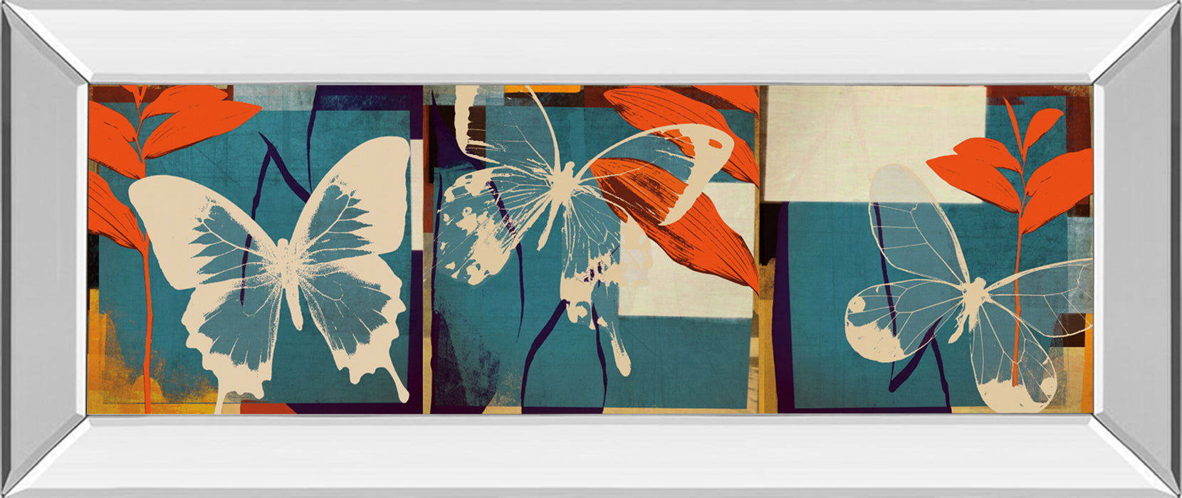 Butterflies Viola By Noah - Mirror Framed Print Wall Art - Blue
