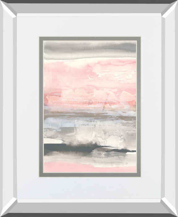 Charcoal And Blush II By Chris Paschke Mirrored Frame - Pink