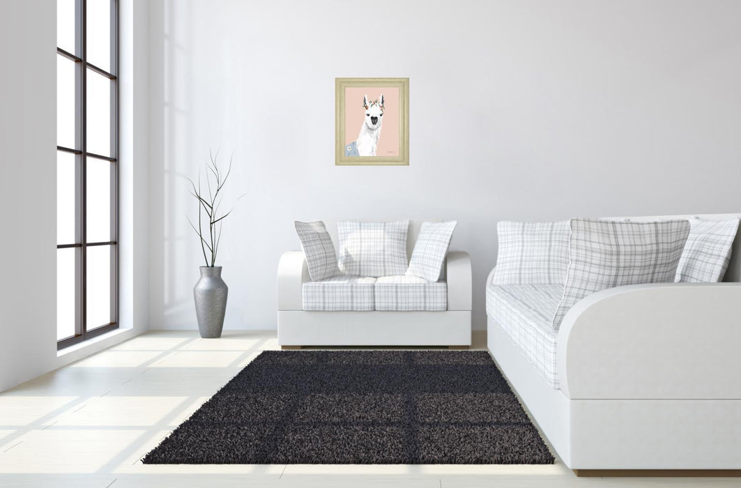 Delightful Alpacas I By Becky Thorns - Framed Print Wall Art - White