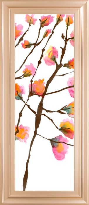 Inky Blossoms II By Deborah Velasquez - Framed Print Wall Art - Pink