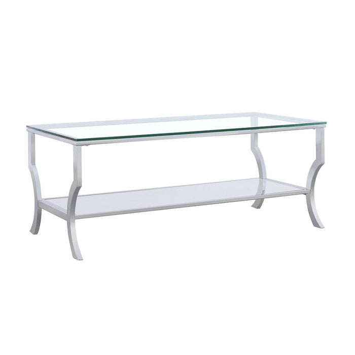 Saide - Rectangular Coffee Table With Mirrored Shelf - Chrome