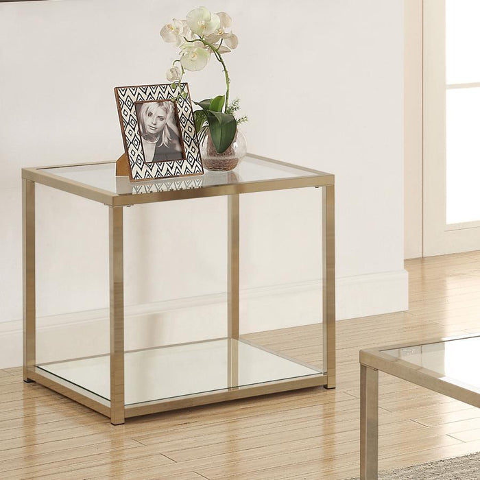 Cora - End Table With Mirror Shelf - Chocolate Chrome