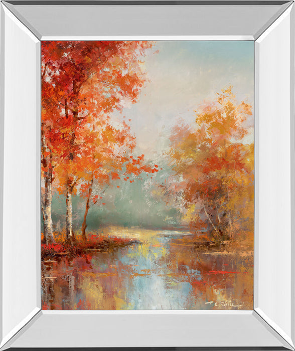 Autumns Grace I By T.C Chiu - Mirror Framed Print Wall Art - Orange
