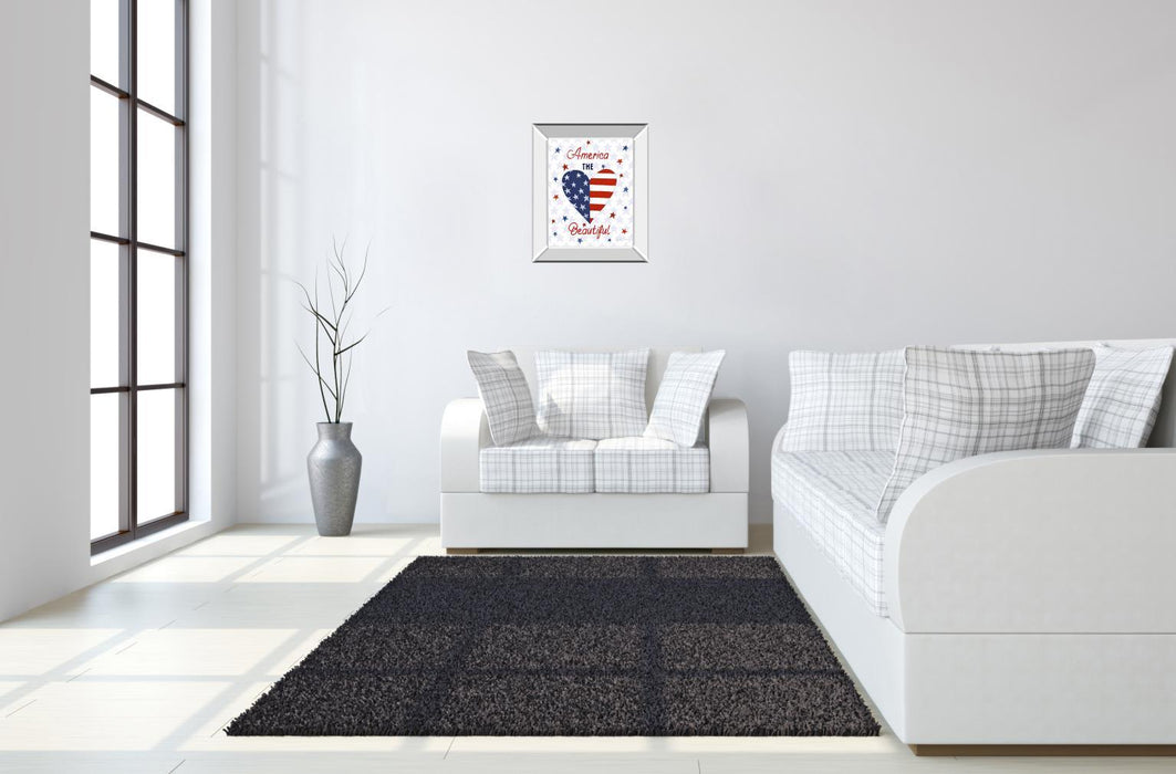 America The Beautiful II By Farida Zaman - Mirror Framed Print Wall Art - White