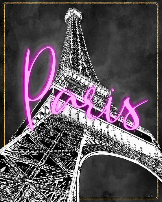 Neon Nights In Paris By Natalie Carpentieri (Framed) (Small) - Pink