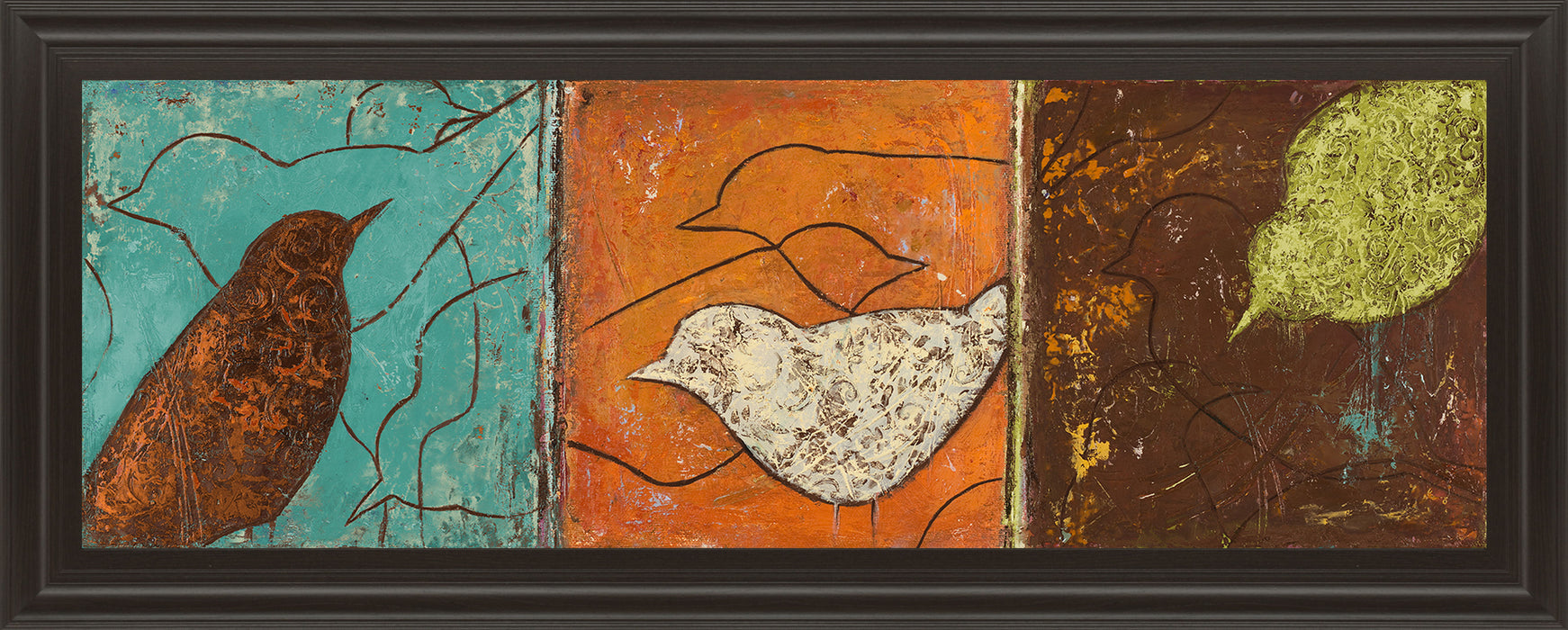 Lovely Birds I By Patricia Pinto - Framed Print Wall Art - Dark Brown
