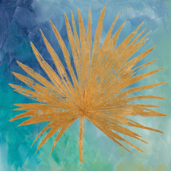 Teal Gold Leaf Palm I By Patricia Pinto - Gold