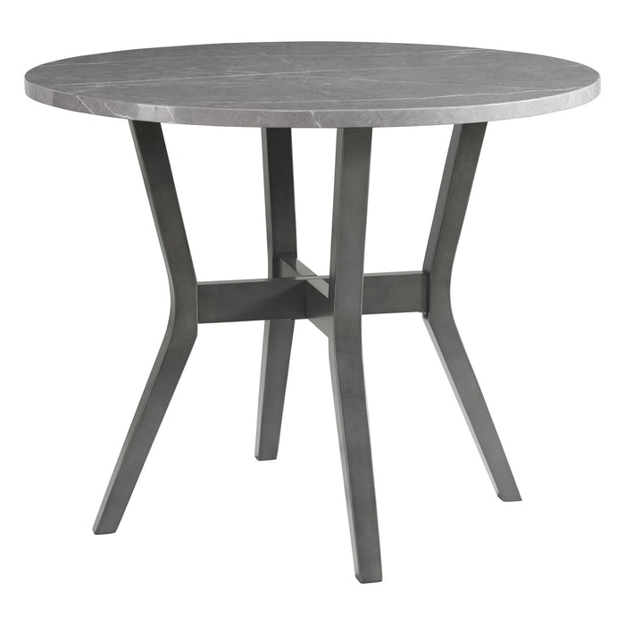 Ambridge - 5 Piece Round Counter Set With Faux Marble Top - Brushed Grey