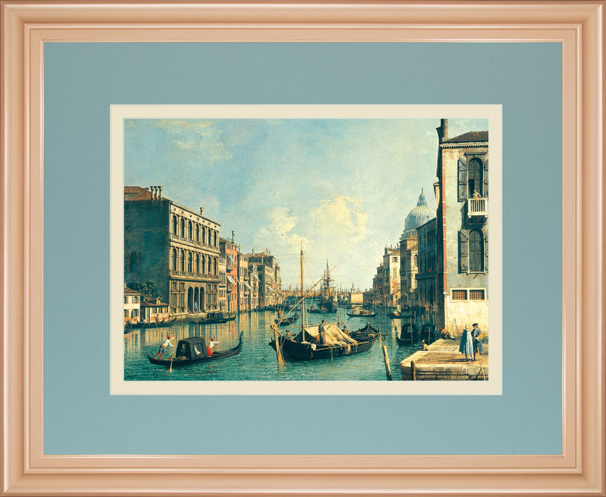 The Grand Canal, Venice The Rialto Bridge By Antonia Canaletto - Framed Print Wall Art - Blue